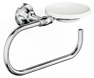 Portasapone con Porta salviette da Appendere in Ottone Cromato Collezione 900 Dimensione 27,6x13,7x h 14,4 cm, in acciaio inox stile moderno cromo