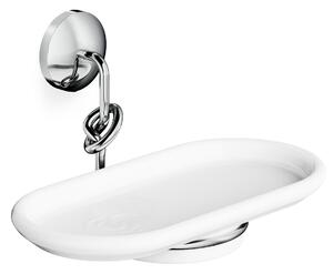 Portasapone da bagno DOPPIO sospeso in Ottone Collezione RETRO' Dimensione 22x14,1x h11 cm uno stile vintage FINITURA CROMO