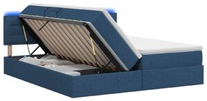 Letto a castello con contenitore LED vidaXL con materasso, blu, 180 x 200 cm, tessuto