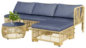 Set da Giardino con Divano Modulabile Cuscini e Tavolino da Caffè Grigio