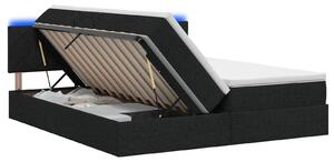 Letto a castello con contenitore LED vidaXL con materasso, nero, 200 x 200 cm, tessuto