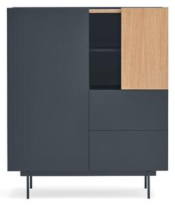 Cassettiera alta in rovere decorato in colore antracite-naturale 100x45 cm Otto - Teulat