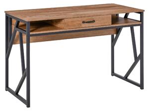 Scrivania da Ufficio 120x60x76 cm con Mensole e Cassetto Nero Marrone