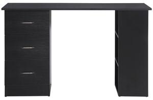 Scrivania PC da Ufficio 3 Ripiani 3 Cassetti 120x49x72 cm in Legno MDF Nera