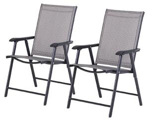 Set 2 Sedie da Giardino 58x64x94 cm in Textilene Sanders Grigio e Nero