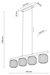 Lampadario a sospensione con cavo SALVIA 4xE14/10W/230V marrone/marrone fumé
