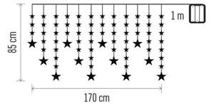 Catena luminosa LED per esterni, 120 LED, 3xAA, 1,7 m, IP44, bianco caldo
