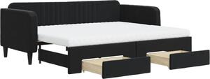 VidaXL Divano letto estraibile con cassetti Nero 90x200 cm Velluto