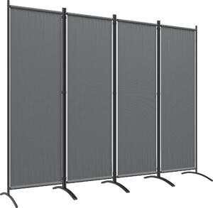 Paravento da Esterno e Interno a 4 Pannelli Pieghevole 221x50x172 cm Grigio Scuro