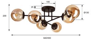 Lampadario da soffitto MALENA 6xE14/5W/230V marrone/beige fumé
