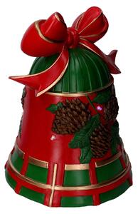 Campana resina pigne rosso e verde con led cm 25x24xh33