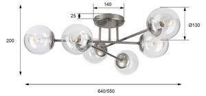 Lampadario a plafone MALENA 6xE14/5W/230V cromo opaco/trasparente