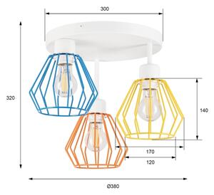 Lampadario da soffitto AUDREY 3xE27/60W/230V multicolore