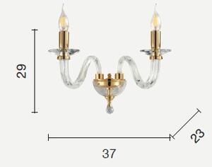 Applique in vetro a 2 luci ravel trasparente-cromo ap.ravel-2-cr