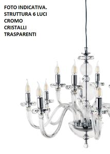 Lampadario in vetro bach 6 luci lp.bach-6sp-cr cromato