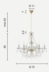 Lampadario in vetro e ceristallo fume' opera 6 luci lp.opera-6-fumè