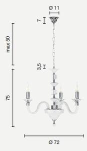 Lampadario in vetro e cristallo fume' gala 3 luci lp.gala-3-fumè