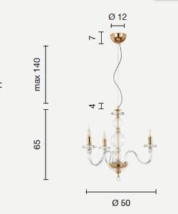 Lampadario in vetro bach 3 luci lp.bach-3sp-cr cromato