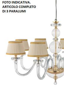 Lampadario in vetro bach 3 luci lp.bach-3cp-oro dorato con paralumi