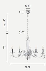 Lampadario in vetro e cristallo bianco 5 luci cherubini lp.cherubin