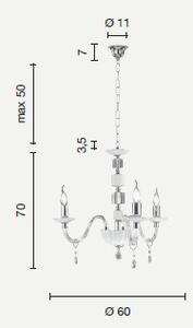 Lampadario in vetro e cristallo fume' livia 3 luci lp.livia-3-fume