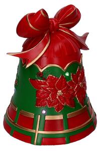 Campana resina fiori verde e rosso con led cm 20x19xh25