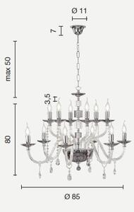 Lampadario in vetro e cristallo trasparente livia 12 luci lp.livia-