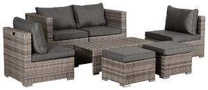 Set Salotto da Giardino in Polyrattan Divano 2 Poltrone Kore Grey Grigio