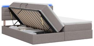 Letto a castello con contenitore LED vidaXL con materasso, color taupe, 200 x 200 cm, rivestimento in tessuto