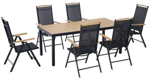 Set Tavolo e 6 Sedie da Giardino Pieghevoli in Texteline Nero