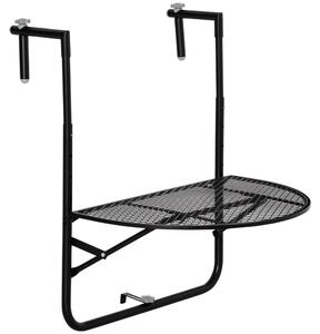 Tavolino da Ringhiera Pieghevole 60x60x57-72 cm in Metallo Nero