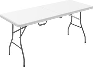 Tavolo da Giardino Pieghevole 180x74x74 cm con Maniglia in Acciaio e Plastica Bianco