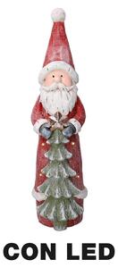 Pupazzo Babbo Natale in Resina con Led con albero rosso cm 18x19xh66