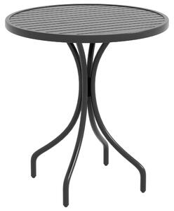 Tavolo da Giardino Rotondo Ø66x71,5 cm con Piano a Doghe in Acciaio Nero