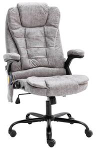 Sedia da ufficio vidaXL con funzione massaggio, grigio chiaro effetto pelle scamosciata