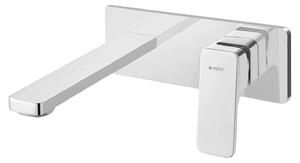 Miscelatore per lavabo da parete con tappo a click-clack, modello MITO, finitura cromata