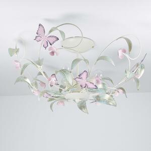 Plafoniera giocosa in stile floreale bianco rosa 3x E14 fino a 60 watt 230V in metallo, per cucina sala da pranzo lampada luci illuminazione