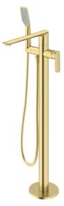 Miscelatore per vasca da bagno freestanding con sistema V-BOX, finitura oro spazzolato