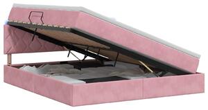 Letto a castello con contenitore LED vidaXL con materasso, rosa, 180 x 200 cm, in velluto