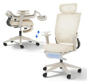 FLEXISPOT Foldex Sedia da ufficio ergonomica, sedia da ufficio pieghevole per piccoli spazi con supporto lombare Braccioli regolabili in altezza con poggiapiedi Bianco