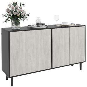 HOMCOM Credenza Moderna con 2 Armadietti e 4 Ante con Apertura a Pressione, 121x37x75cm, Nero