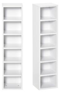 HOMCOM Libreria Scaffale porta CD set 2 Pezzi a 12 Ripiani in Legno, 21x19.2x88.3 cm, Bianco