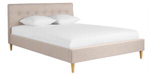 Letto matrimoniale 160x200 cm con testata letto in tessuto beige LEONCE