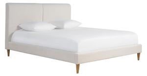 Letto matrimoniale 160x200 cm in tessuto beige e legno chiaro SALOME