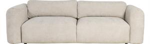 Divano letto con contenitore 4 posti in tessuto effetto velluto cinigliato beige CRUSH