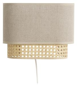 Applique a muro in lino beige e motivo a intreccio in rattan naturale H20 cm TIWY