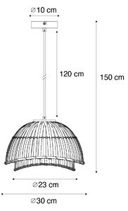 Lampada a sospensione orientale bambù nero 30 cm - Pua