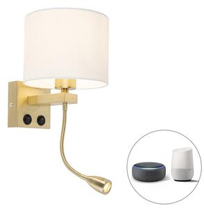 Smart wandlamp goud met witte kap incl. Wifi A60 - Brescia