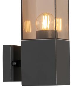 Moderna lampada da parete per esterni grigio scuro con fumo - Malios