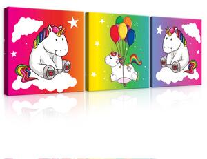 Buvu Quadro su tela: Unicorni colorati - set 3pz 25x25cm